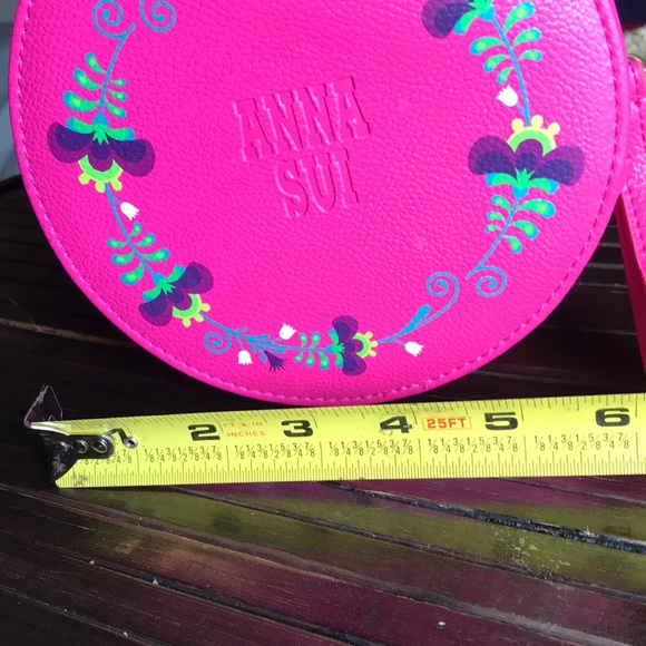 🚨B2G1 ANNA SUI Pink Blue Green Round Wristlet - Picture 6 of 7